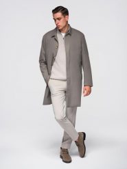 Męski minimalistyczny płaszcz z odpinaną kamizelką - popielaty V6 - Rozmiar: L. Szare płaszcze męskie Ombre Clothing, l, bez wzorów, z materiału, eleganckie. W wyprzedaży za 347.99 zł.