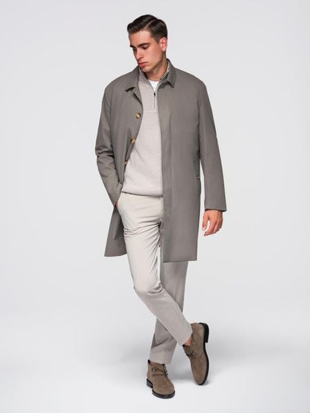 Męski minimalistyczny płaszcz z odpinaną kamizelką - popielaty V6 - Rozmiar: L. Szare płaszcze męskie Ombre Clothing, l, bez wzorów, z materiału, eleganckie. W wyprzedaży za 347.99 zł.