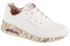 Buty sportowe Sneakersy damskie, Uno-Loving Love. Białe buty sportowe na co dzień damskie Skechers, bez wzorów, z materiału, trekkingowe. Za 369.99 zł.