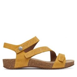 Sandały Josef Seibel. Żółte sandały damskie Josef Seibel, bez wzorów, bez obcasa, na płaskiej podeszwie. Za 439.99 zł.