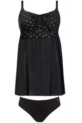 Strój kąpielowy plażowy damski tankini Self Paris. Czarne bikini damskie SELF HEAT, bez wzorów, moda ciążowa. Za 200.99 zł.