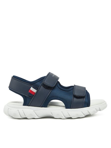 Tommy Hilfiger Sandały Velcro Sandal T1B2-33898-1591 S Granatowy. Niebieskie sandały chłopięce Tommy Hilfiger, ze skóry, bez zapięcia. Za 169.99 zł.