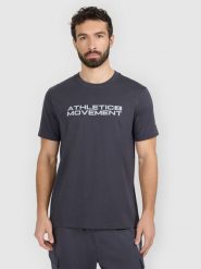 4F T-shirt regular z nadrukiem męski - szary M. Szare t-shirty męskie 4f, m, bez wzorów, z materiału, bez kołnierzyka. Za 69.99 zł.