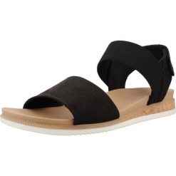 Sandały SKECHERS 114710S Czarny. Czarne sandały damskie Skechers, bez wzorów, z materiału, bez obcasa. Za 179.99 zł.