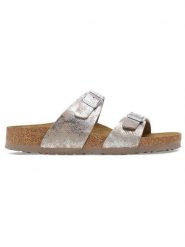 Birkenstock Klapki "Sydney" w kolorze srebrnym rozmiar: 38. Szare klapki damskie Birkenstock, bez wzorów, bez obcasa. Za 395.31 zł.