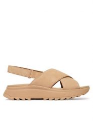 Clarks Sandały DashLite Wish 26185883 Beżowy. Brązowe sandały damskie Clarks, bez wzorów, ze skóry, bez obcasa, na płaskiej podeszwie. Za 389.99 zł.