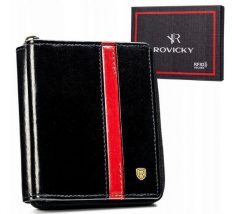 Portfel skórzany Rovicky 22322-RVTP czarny. Czarne portfele męskie ROVICKY, bez wzorów. Za 81.59 zł.