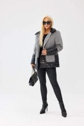 Elegancka damska kurtka Viktoria w jodełkę z pikowanymi wstawkami - lekko ocieplona PLUS SIZE XXL OVERSIZE JESIEŃ. Kurtki damskie Moda Size Plus Iwanek, na jesień, plus size, bez wzorów, z tkaniny, bez kaptura. Za 399.90 zł.