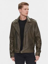 Brave Soul Kurtka z imitacji skóry MJK-CONEYKHAKI Khaki Straight Fit. Brązowe kurtki męskie Brave Soul, m, bez wzorów, ze skóry, bez kaptura. W wyprzedaży za 199.99 zł.