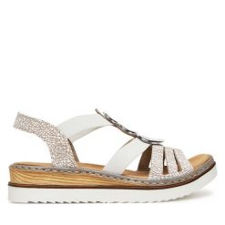 Sandały Rieker. Czarne sandały damskie Rieker, bez wzorów, bez obcasa, na koturnie. Za 289.99 zł.