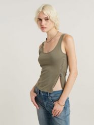 G-Star Top w kolorze khaki rozmiar: XS. Brązowe topy damskie G-Star, xs, bez wzorów, z bawełny, bez kołnierzyka. Za 79.03 zł.