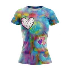 Koszulka do biegania damska PAINTED LOVE krótki rękaw. Bluzki sportowe damskie JUST HERO, xl, z dzianiny, bez kołnierzyka, bez ramiączek. Za 129.00 zł.