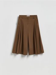 Spodnie culotte - brązowy. Brązowe spodnie materiałowe damskie Reserved, bez wzorów, z tkaniny. Za 159.99 zł.