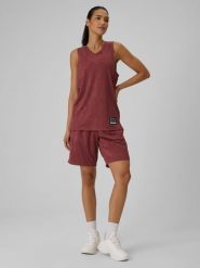 4F Spodenki do koszykówki szybkoschnące uniseks - burgundowe S. Czerwone spodenki sportowe damskie 4f, bez wzorów, sportowe. Za 149.99 zł.