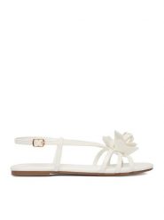 DeeZee Sandały CEO-CD25-293-1 Biały. Białe sandały damskie DeeZee, bez wzorów, ze skóry, bez obcasa, na płaskiej podeszwie. Za 119.99 zł.