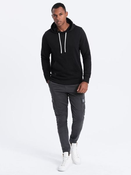 Bluza męska z kapturem nierozpinana - czarna V1 - Rozmiar: XL. Czarne bluzy z kapturem męskie Ombre Clothing, m, z bawełny. Za 57.99 zł.