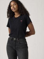 Levi's Koszulka w kolorze czarnym rozmiar: XS. Czarne bluzki damskie Levi's, s, bez wzorów, z bawełny, bez kołnierzyka. Za 39.86 zł.