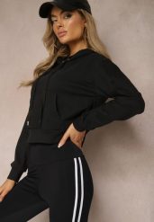 Czarna Bluza z Kapturem i Bawełną Ozdobiona Ściągaczami Evianae. Czarne bluzy z kapturem damskie Renee, l, z bawełny. Za 39.99 zł.