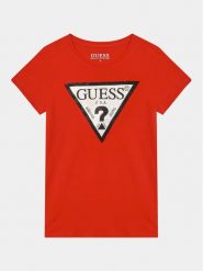 Guess T-Shirt J2YI51 K6YW1 Czerwony Regular Fit. Czerwone koszulki dziewczęce Guess, z aplikacjami, z bawełny, bez ramiączek. Za 69.99 zł.