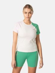 KARI TRAA Koszulka sportowa "Linnea" w kolorze jasnoróżowo-zielono-kremowym rozmiar: XL. Brązowe bluzki sportowe damskie Kari Traa, xl, bez wzorów, z materiału, bez ramiączek. Za 140.53 zł.