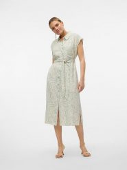 Vero Moda Sukienka w kolorze kremowo-błękitnym rozmiar: L. Brązowe sukienki damskie Vero Moda, l, bez wzorów, z tkaniny, bez kołnierzyka, bez ramiączek, midi. Za 122.67 zł.