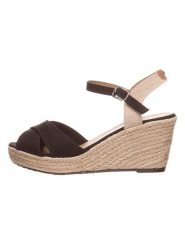 Tom Tailor Sandały w kolorze czarnym na koturnie rozmiar: 40. Czarne sandały damskie Tom Tailor, bez wzorów, bez obcasa, na koturnie. Za 39.12 zł.