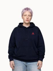 Bluza z kapturem Le Coq Sportif L'amour Du Sport. Niebieskie bluzy sportowe damskie Le Coq Sportif, l, bez wzorów, z materiału, bez ramiączek, długie, z kapturem. Za 403.00 zł.