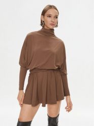 Pinko Sukienka codzienna Atom 102193 A1DE Brązowy Regular Fit. Brązowe sukienki damskie Pinko, na co dzień, m, bez wzorów, z wiskozy, bez kołnierzyka, bez ramiączek, proste. Za 1,449.00 zł.