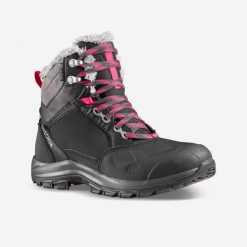 Buty turystyczne damskie Quechua SH500 mountain Mid wodoodporne. Czarne obuwie trekkingowe damskie QUECHUA, na zimę. W wyprzedaży za 219.99 zł.