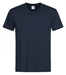 Granatowy Bawełniany T-Shirt w Serek, Męski Bez Nadruku -STEDMAN- Koszulka, Krótki Rękaw, V-neck. Niebieskie t-shirty męskie Stedman, m, bez wzorów, z bawełny, bez kołnierzyka. Za 49.00 zł.