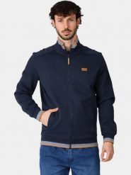 Sweter Męski TBS Leanngil. Niebieskie kardigany męskie Tbs, na jesień, l, bez wzorów, z bawełny, biznesowe, bez kołnierzyka. Za 339.00 zł.