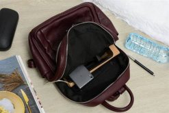 Burgundowy Włoski Plecak Skórzany A4 damski dużo kieszeni C79. Czerwone plecaki damskie bez wzorów. Za 319.90 zł.