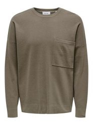 ONLY & SONS Sweter "Lamai" w kolorze szarobrązowym rozmiar: M. Brązowe swetry męskie Only & Sons, m, bez wzorów, bez kołnierzyka. Za 79.03 zł.