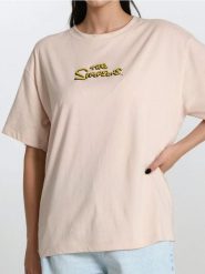 Koszulka The Simpsons - kremowy. Białe t-shirty damskie Sinsay, l, bez wzorów, bez kołnierzyka. W wyprzedaży za 24.99 zł.