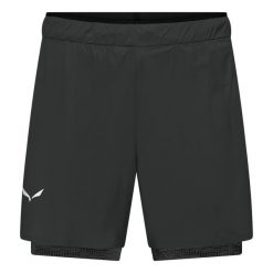 Shorty trekkingowy 2 w 1 Salewa Pedroc. Czarne szorty męskie Salewa, bez wzorów, z nylonu. Za 393.99 zł.