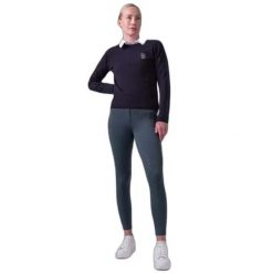 Sweter z dzianiny z logo dla kobiet PS of Sweden. Niebieskie swetry klasyczne damskie PS OF SWEDEN, na zimę, z dzianiny, bez kołnierzyka. Za 568.00 zł.