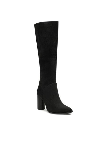 Jenny Fairy Kozaki LS5784-02 Czarny. Czarne kozaki damskie Jenny Fairy, z materiału, bez obcasa, na słupku. Za 99.99 zł.