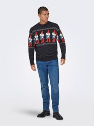 ONLY & SONS Sweter w kolorze czarnym rozmiar: XXL. Czarne swetry męskie Only & Sons, xxl, bez wzorów, z bawełny, bez kołnierzyka. Za 100.28 zł.