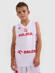 4F Koszulka reprezentacyjna z możliwością personalizacji dziecięca 4F x PZKOSZ - biała 158/164 (12-14 lat). Białe koszulki dziewczęce 4f, l, bez wzorów, z materiału, bez ramiączek. Za 169.99 zł.