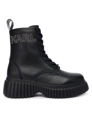 KARL LAGERFELD Trzewiki KL44475 Czarny. Czarne botki damskie Karl Lagerfeld, ze skóry, bez obcasa, na płaskiej podeszwie, bez zapięcia. Za 1,069.00 zł.