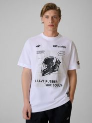 4F T-shirt loose z nadrukiem uniseks 4F x Drift Masters - biały XXL. Białe t-shirty męskie 4f, m, bez wzorów, z bawełny, bez kołnierzyka. Za 119.99 zł.