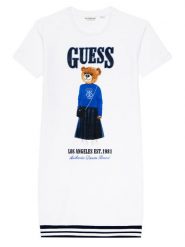 Guess Sukienka codzienna J6RK11 KAD74 Biały Regular Fit. Białe sukienki dziewczęce Guess, z aplikacjami, z bawełny, bez ramiączek. Za 199.99 zł.