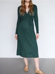 Sukienka midi z modalem - morski. Zielone sukienki damskie Reserved, l, bez wzorów, z dzianiny, bez kołnierzyka, bez ramiączek, midi, rozkloszowane. Za 159.99 zł.