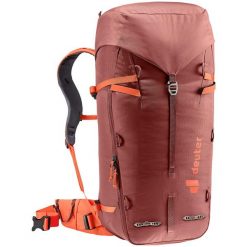 Plecak górski Deuter Guide 34+ - redwood/papaya. Czerwone plecaki damskie Deuter, bez wzorów. Za 764.99 zł.