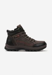 Brązowe Ocieplane Botki na Grubej Podeszwie Arilis. Brązowe buty zimowe męskie Born2be, bez zapięcia. Za 149.99 zł.
