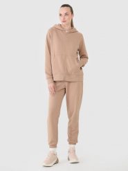 4F Spodnie dresowe joggery damskie - beżowe L. Brązowe spodnie dresowe damskie 4f, l, bez wzorów, z bawełny. Za 129.99 zł.