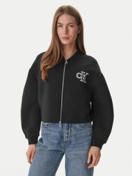 Calvin Klein Bluza LV047AB508 Czarny Boxy Fit. Czarne bluzy bez kaptura damskie CALVIN KLEIN, xs, z syntetyku. Za 699.99 zł.