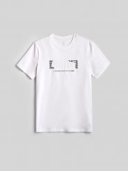 4F T-shirt slim z nadrukiem męski - biały S. Białe t-shirty męskie 4f, m, bez wzorów, z bawełny, bez kołnierzyka. Za 69.99 zł.