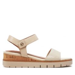 Sandały Tamaris. Brązowe sandały damskie Tamaris, bez wzorów, bez obcasa, na koturnie. Za 188.99 zł.