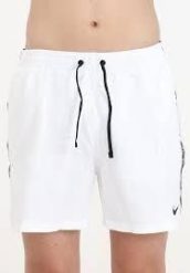 Strój Nike Logo Taśma Lap 5" Volley biały. Fioletowe szorty męskie Nike, na lato, bez wzorów, z materiału, eleganckie. Za 253.76 zł.